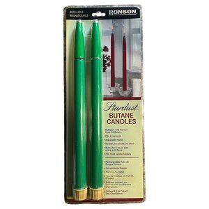 Ronson Stardust Butane Candles Refillable Green Adjustable‎ NEW